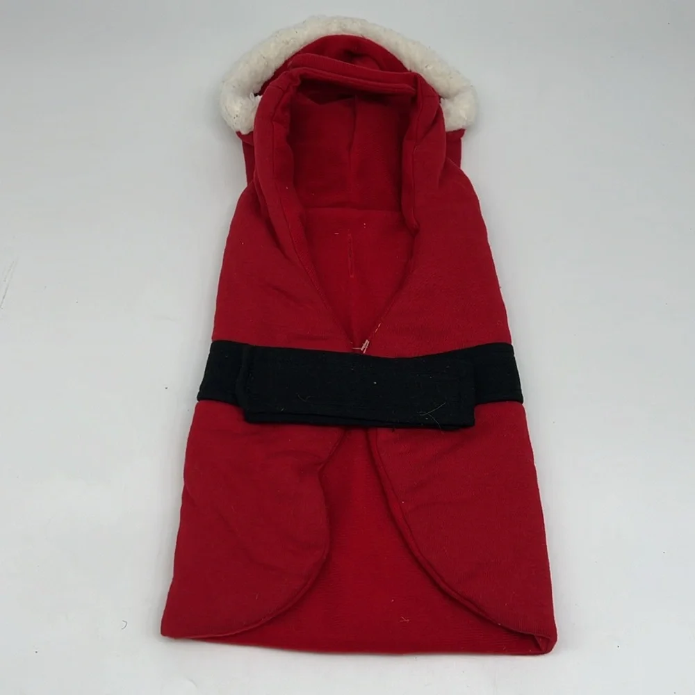 North‎ Pole Trading Company Knit Santa Dog Hooded Costume Hook & Loop Close XS
